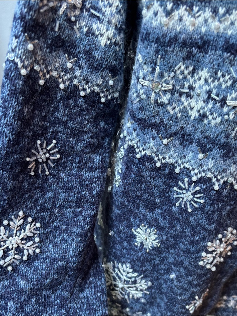 Tiara International Snowflake Embellished Cardigan Jacket Size Medium Beaded - Picture 10 of 10